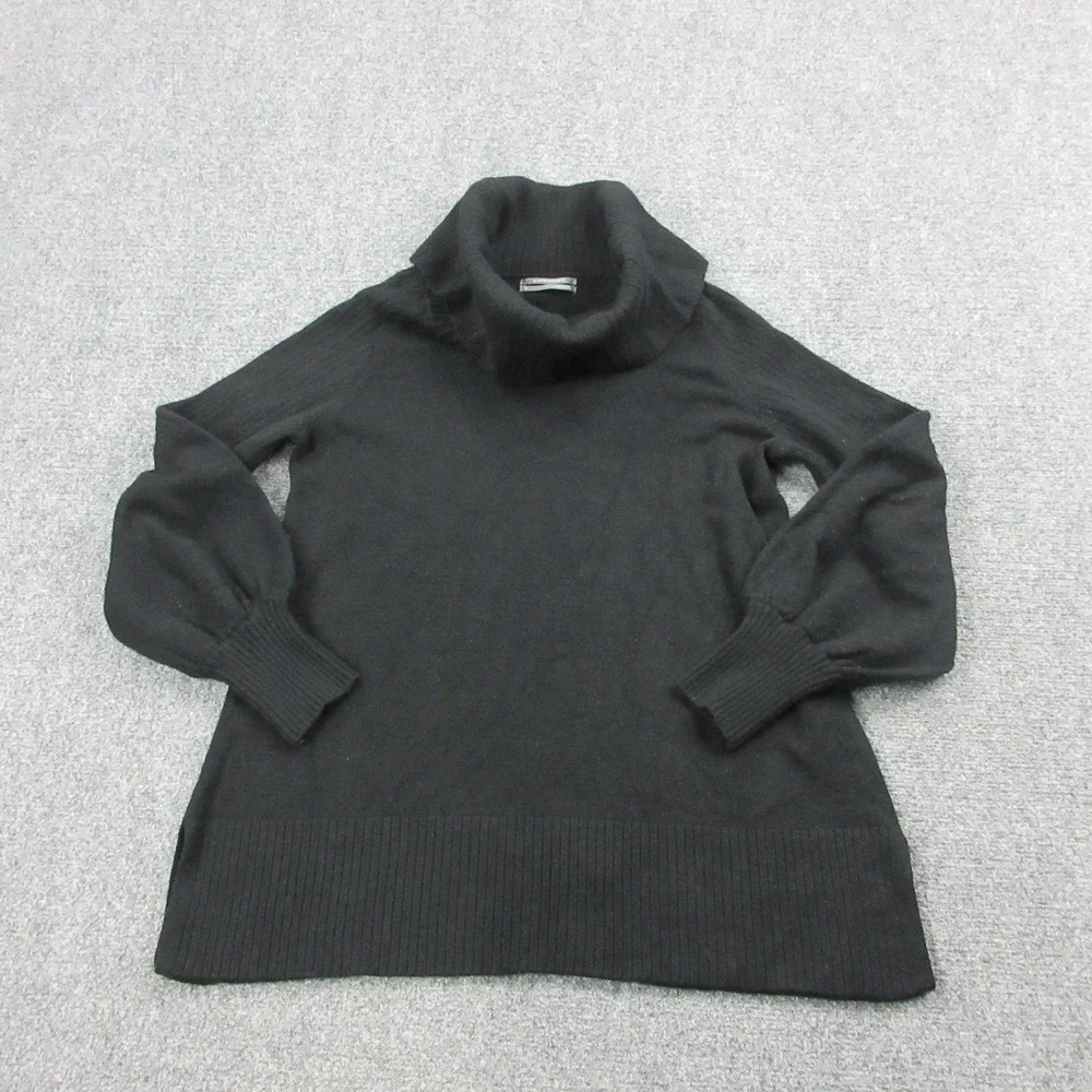 Anthropologie Sweater Womens Medium Black Cowl Neck Balloon Sleeve Pullover Knit